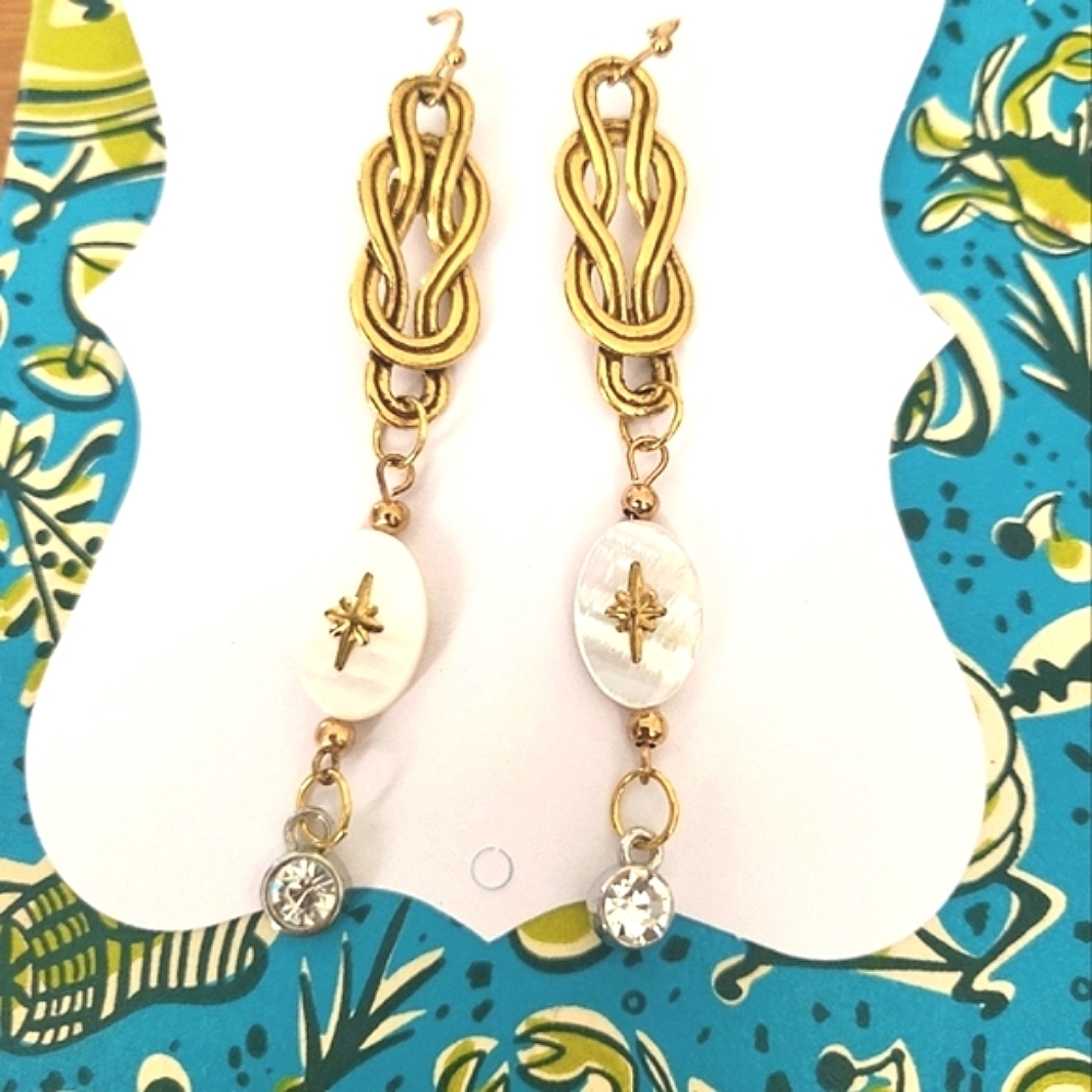 Blue Honey Jewelry Infinity Rhinestone Dangle Earrings